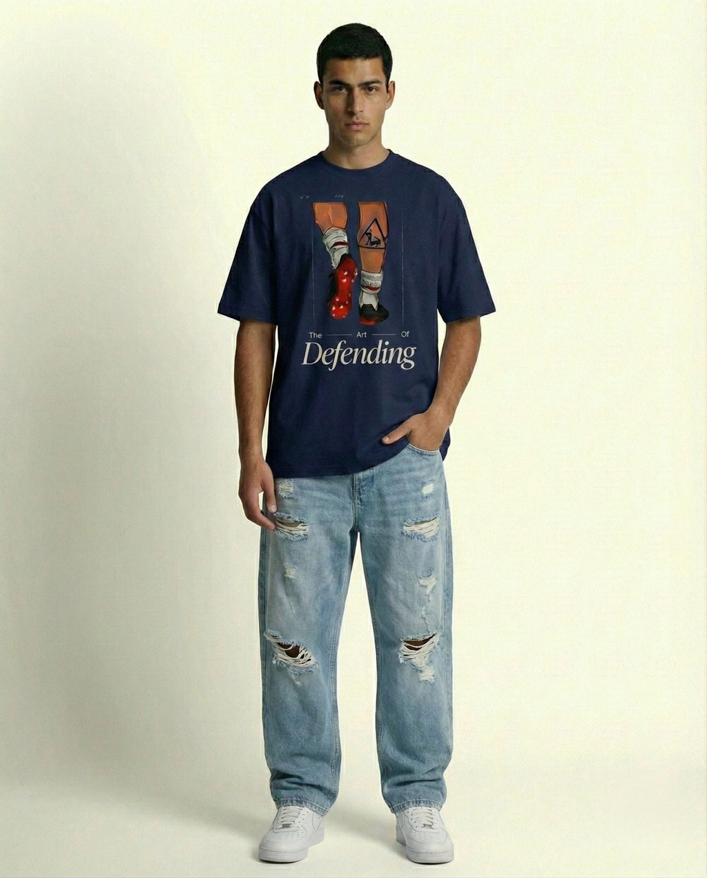 The Art of Defending Black Oversized Graphic Tee