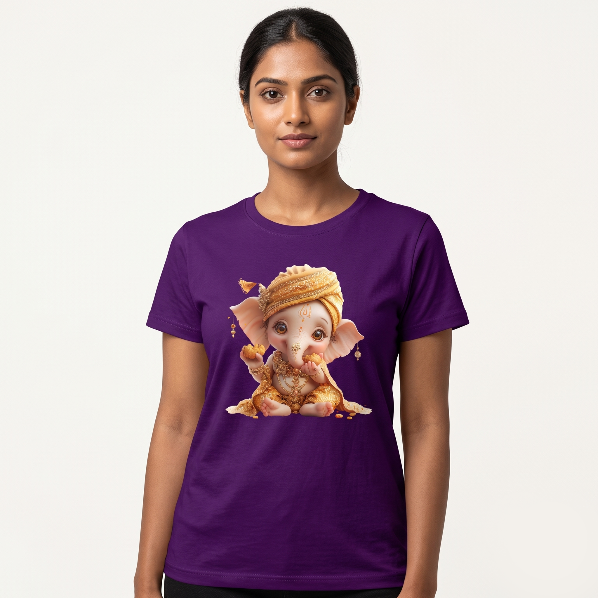 women's Purple Baby Ganesha Graphic T-Shirt