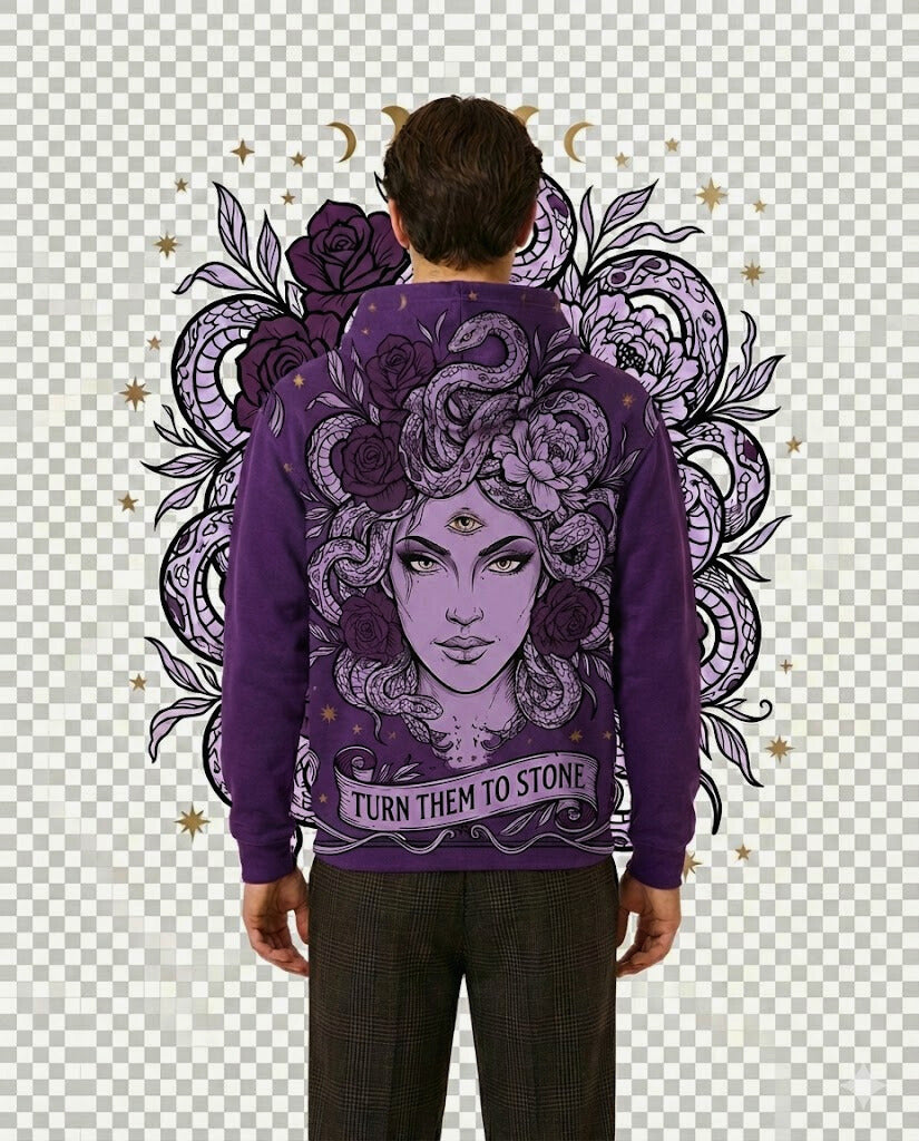 Lavender Medusa Graphic Print Streetwear Hoodie Main image