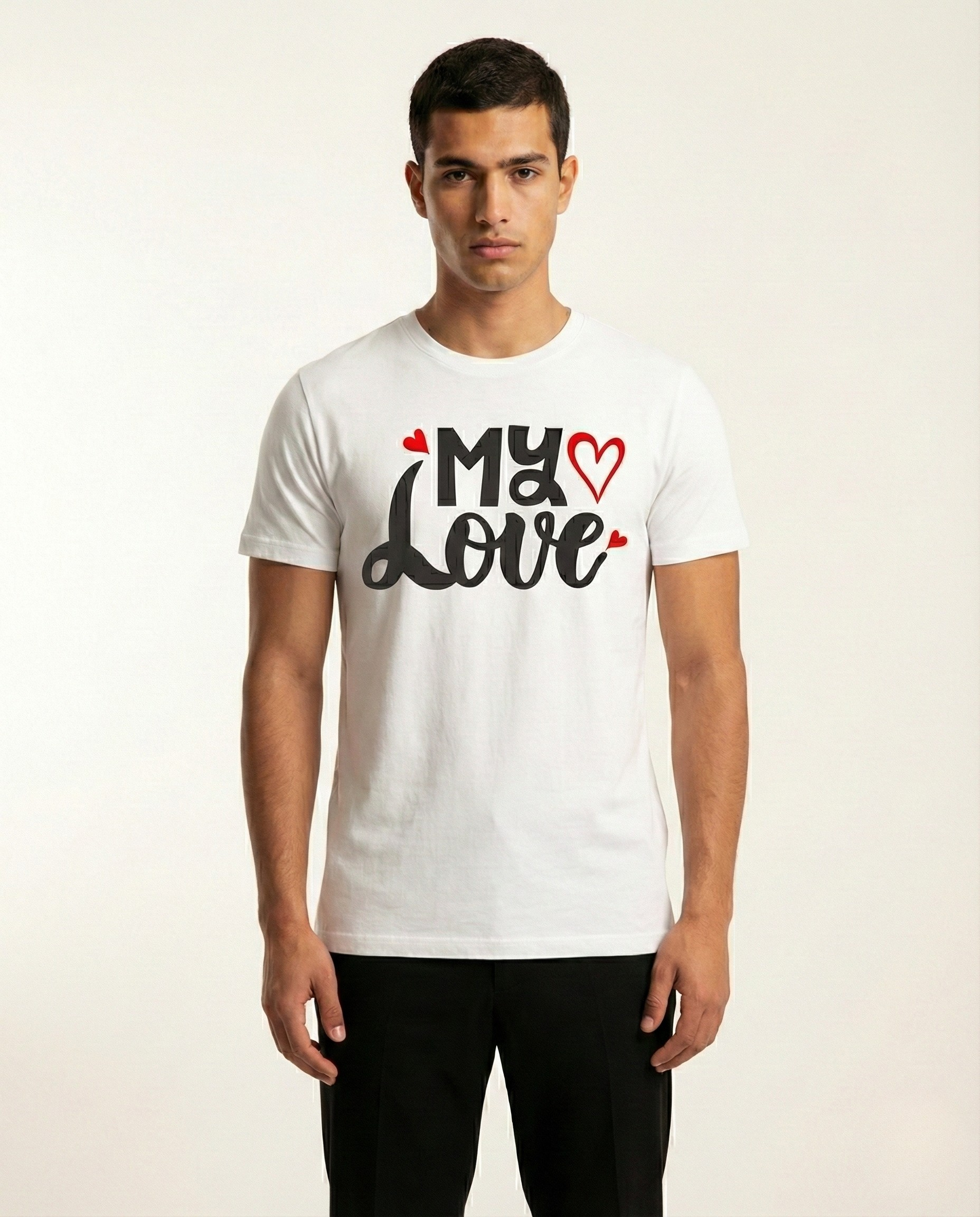 Unisex White My Love Printed T-Shirt | Regular Fit Cotton Graphic Tee Main image