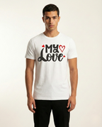 Unisex White My Love Printed T-Shirt | Regular Fit Cotton Graphic Tee