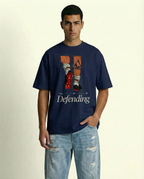 The Art of Defending Black Oversized Graphic Tee