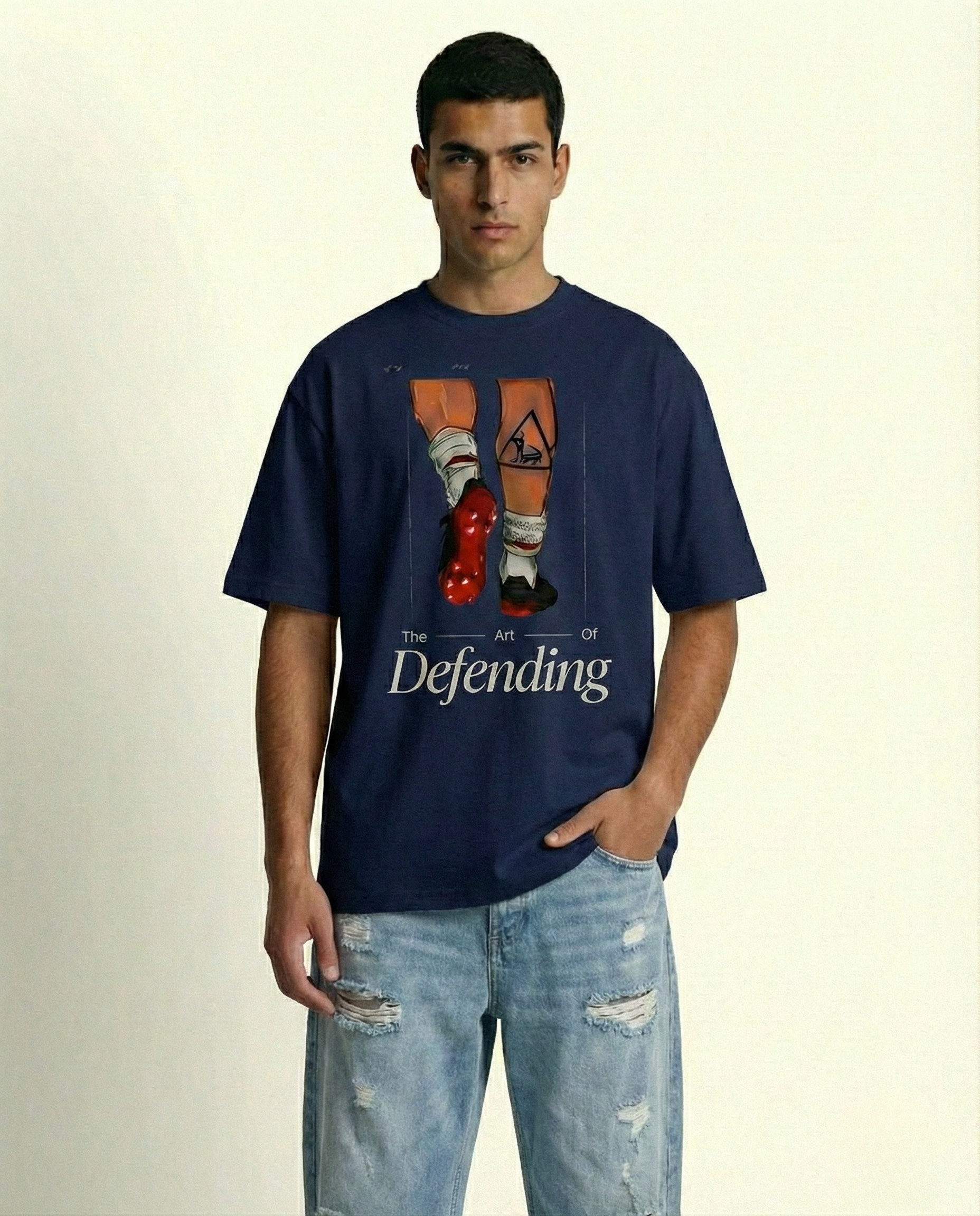 The Art of Defending Black Oversized Graphic Tee