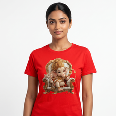 women's Red Baby Ganesha Graphic T-Shirt