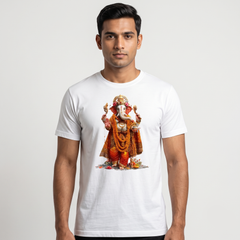 Men's White Standing Ganesha Graphic T-Shirt