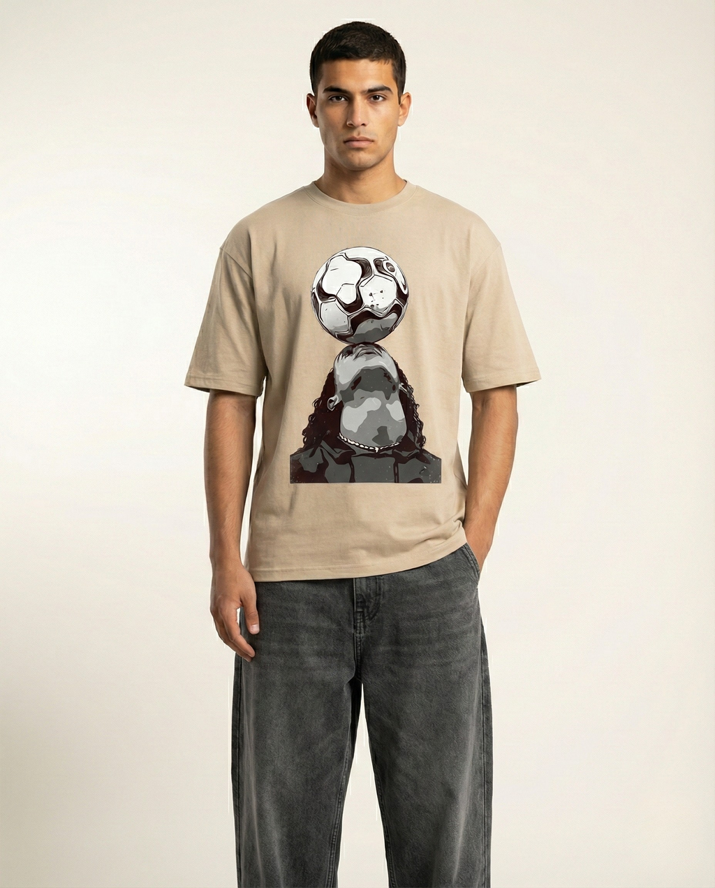 Grey Oversized Football Graphic Tee – Urban Streetwear Fit