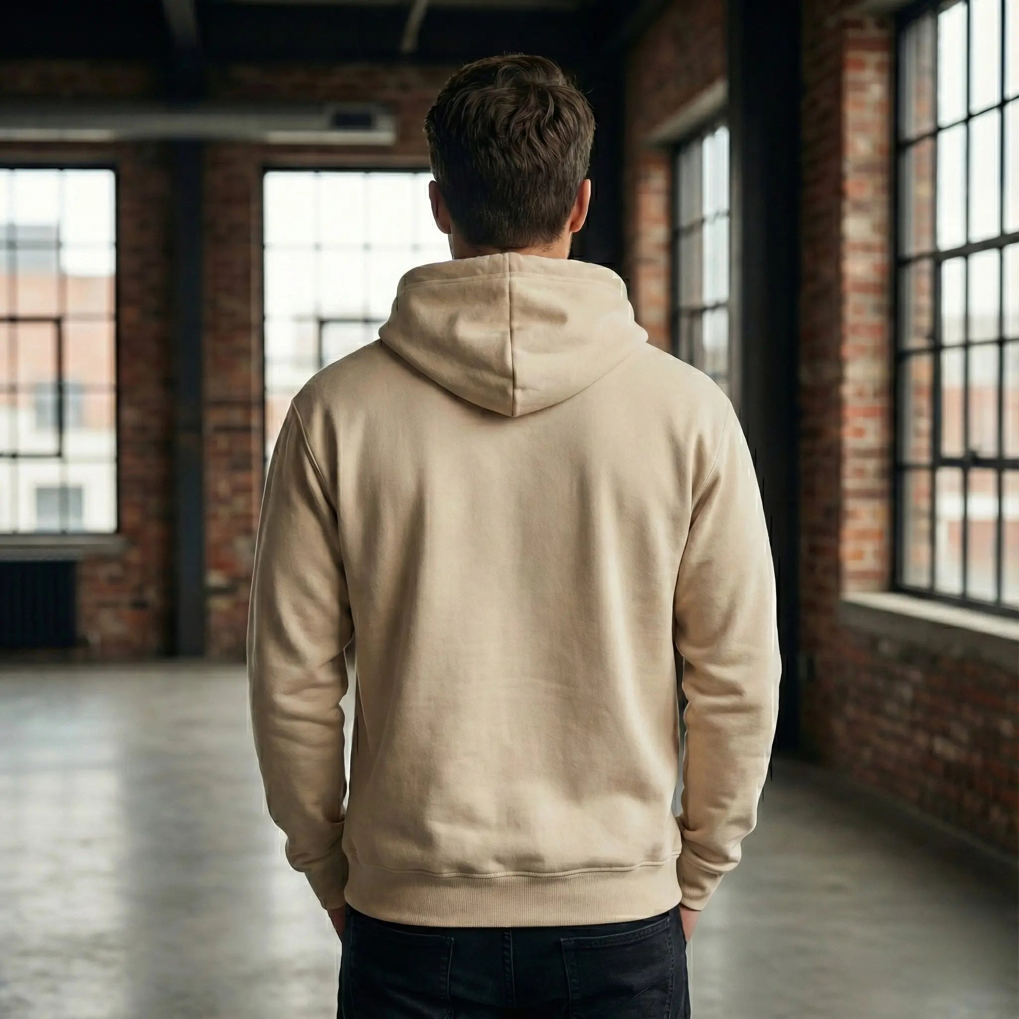 Beige 'Summit' Mountain Print Hoodie for Men Streetwear Secondary image