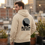 The Lone Wolf Howl Back Print Over-Sized Hoodie - Heather Grey - PEPZ