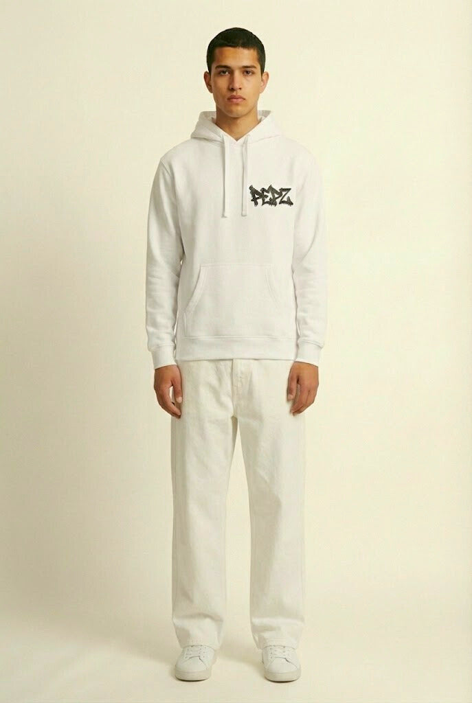 Pepz White Graffiti Hoodie - Premium Cotton Streetwear Main image