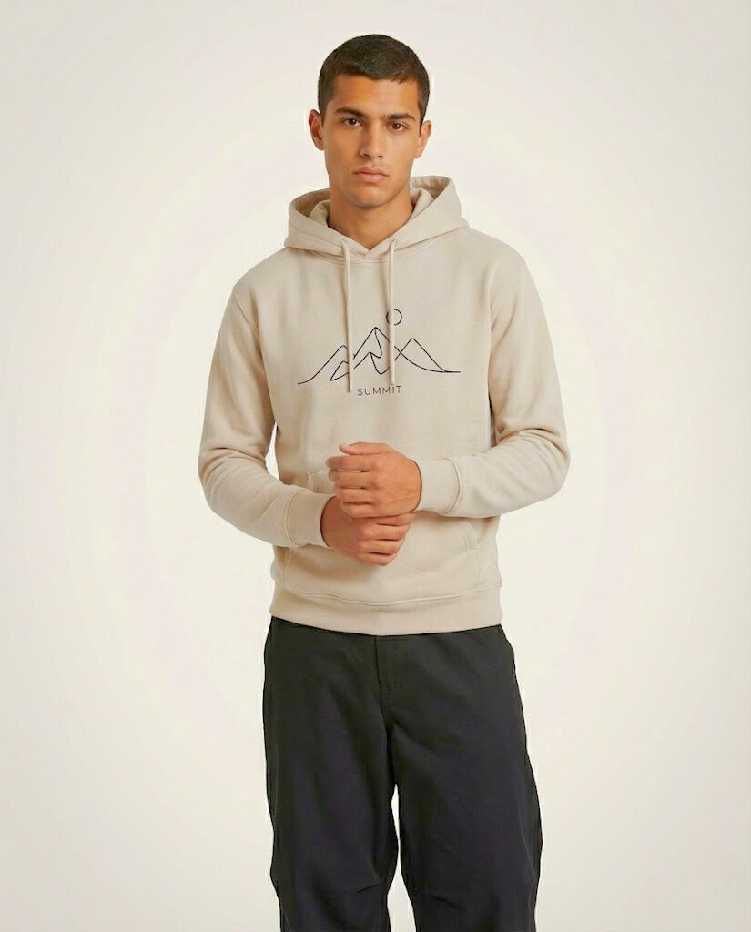 Beige 'Summit' Mountain Print Hoodie for Men Streetwear
