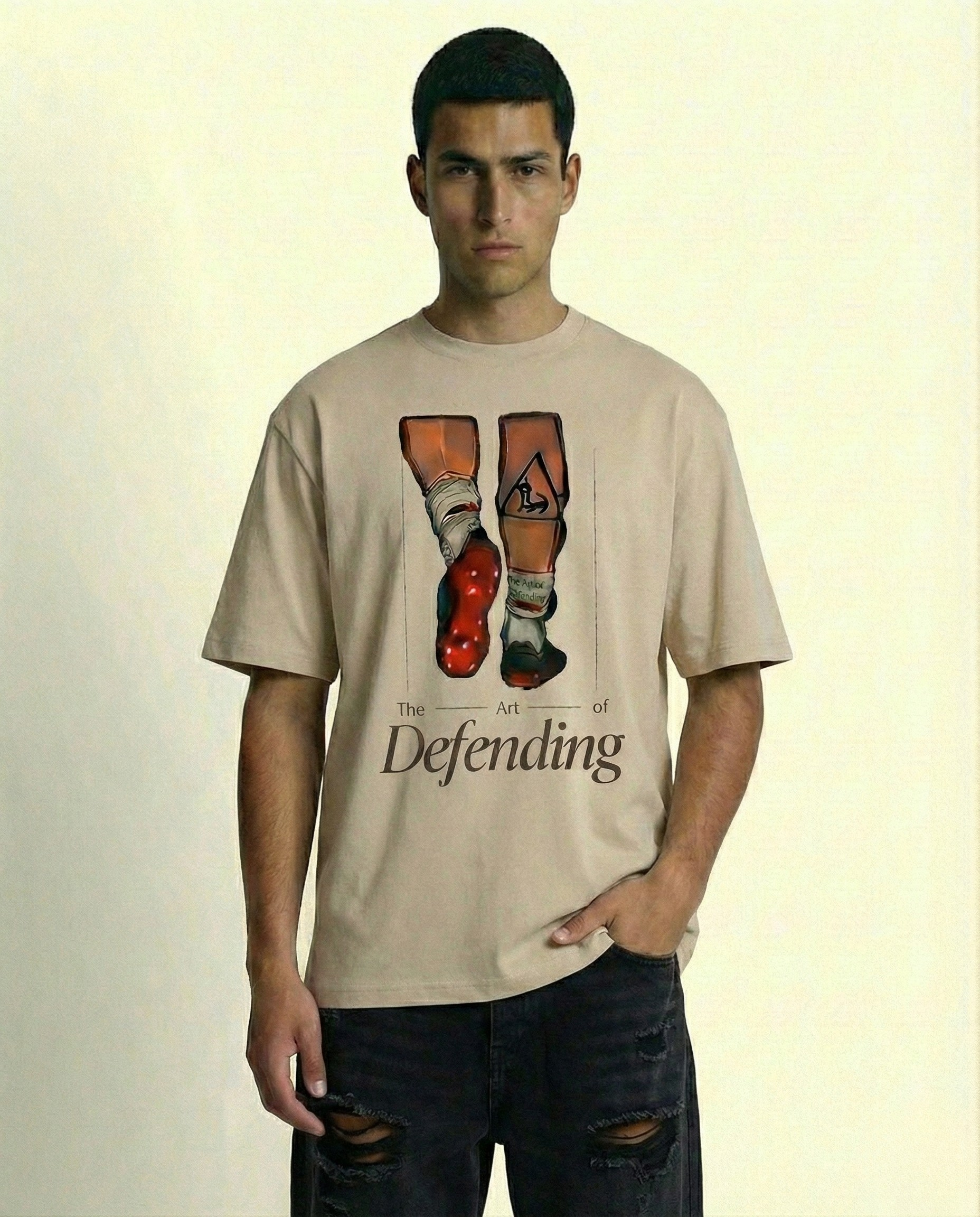 The Art of Defending Black Oversized Graphic Tee