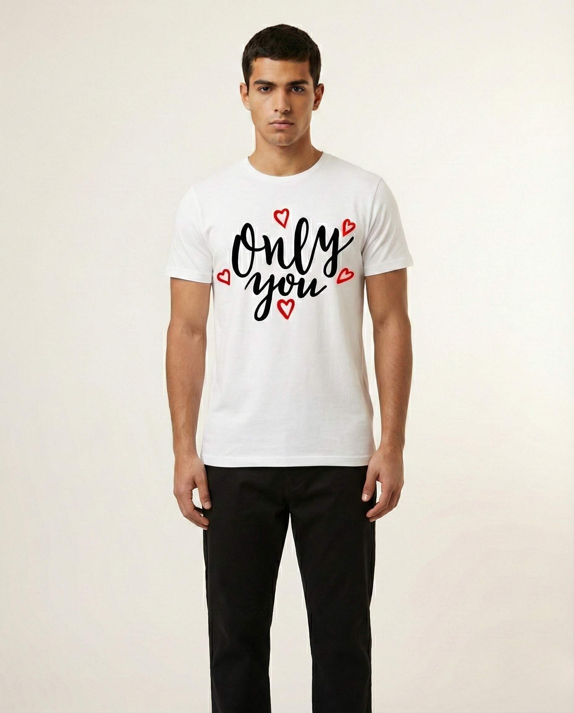 Only You Graphic Printed White Unisex Cotton T-Shirt