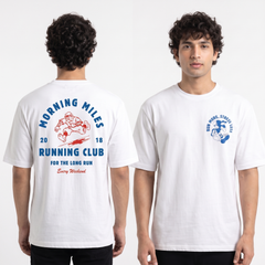 Men's Run More Stress Less Oversized White T-Shirt