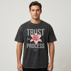 Acid Wash Lily Graphic Oversized Streetwear T-Shirt