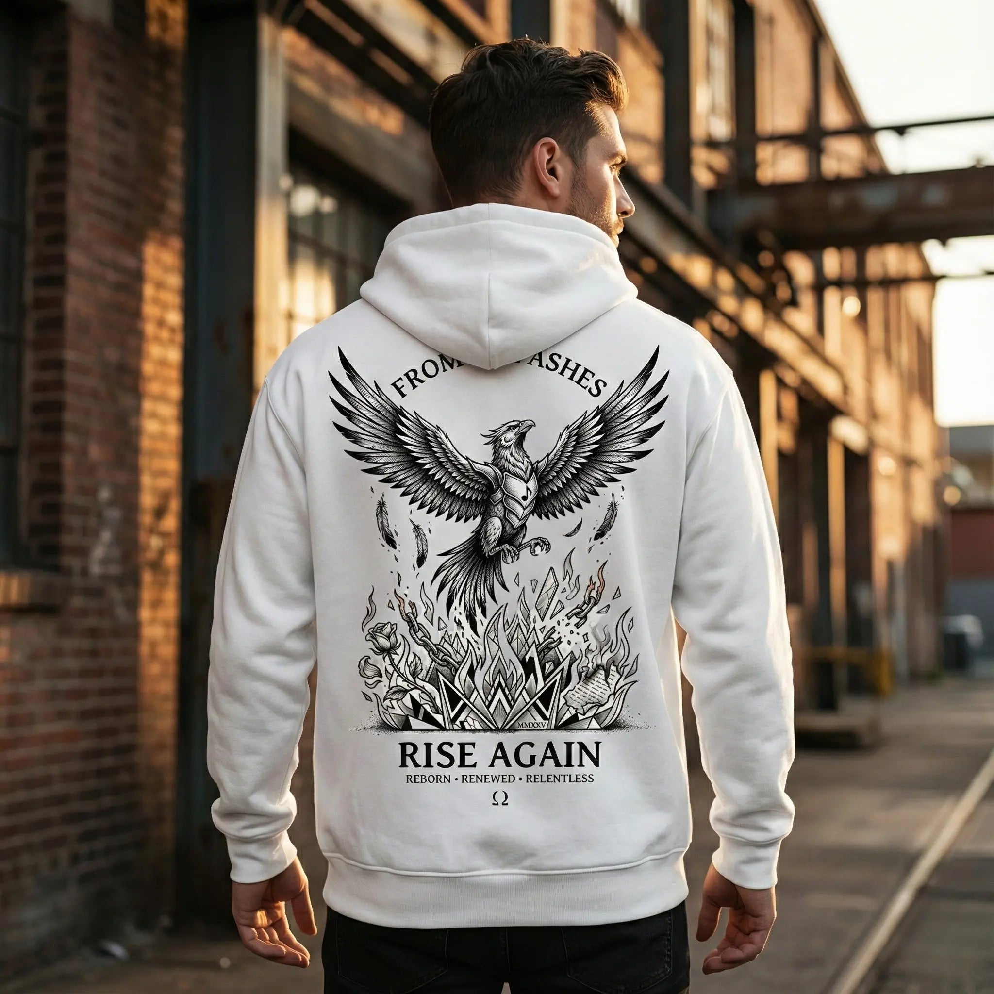 Rise Again Phoenix White Oversized Hoodie Secondary image