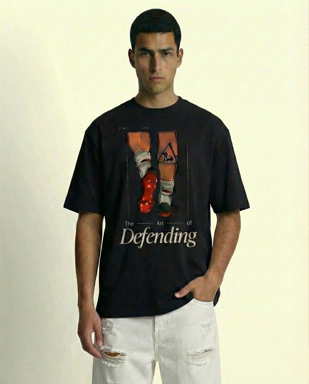 The Art of Defending Black Oversized Graphic Tee