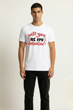 Unisex White 'Will You Be My Valentine' Graphic T-shirt