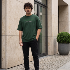 Men's No Rules Graphic Oversized Dark Green T-Shirt