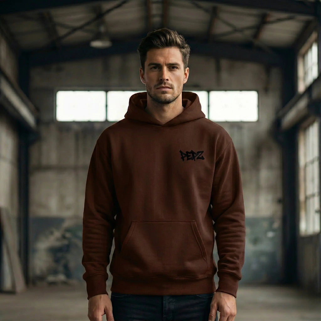 PEPZ Men's Brown Streetwear Over-Sized Hoodie - PEPZ