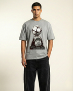 Grey Oversized Football Graphic Tee – Urban Streetwear Fit