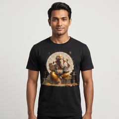 Men's Black Celestial Ganesha Graphic T-Shirt