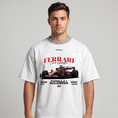 Unisex White Ferrari Lewis Hamilton F1 Oversized T-Shirt