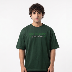 Men's No Rules Graphic Oversized Dark Green T-Shirt