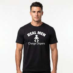 Men's Black Real Men Change Diapers Oversized T-Shirt