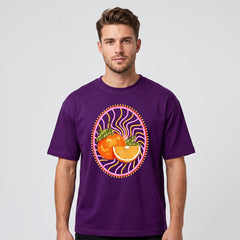 Unisex Purple Orange Graphic Oversized T-Shirt