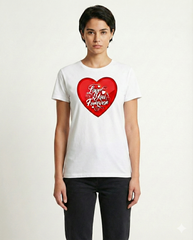 Love You Forever White Graphic T-Shirt - Casual Heart Tee
