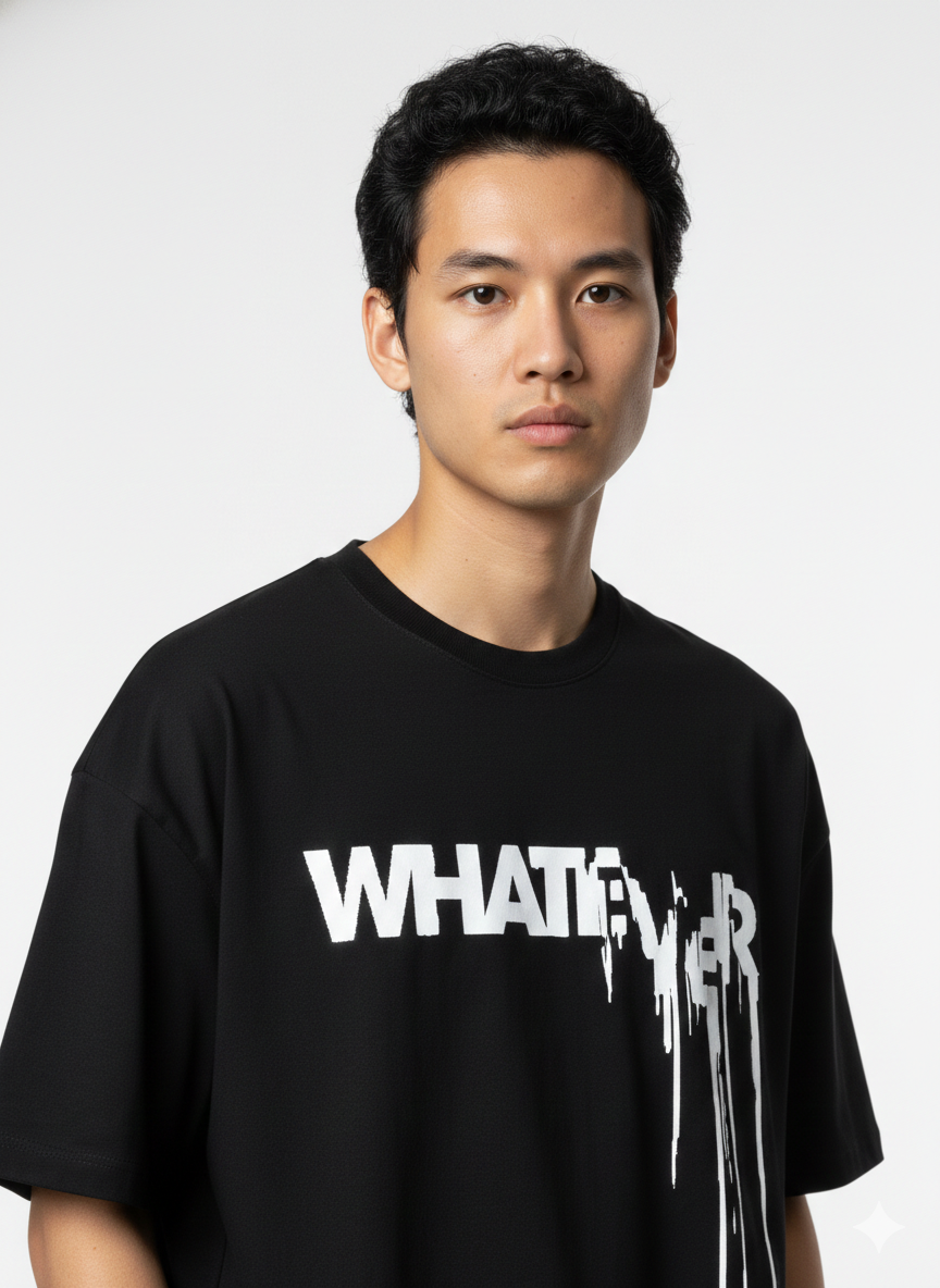 Men's Black "Whatever" Oversized Graphic T-Shirt