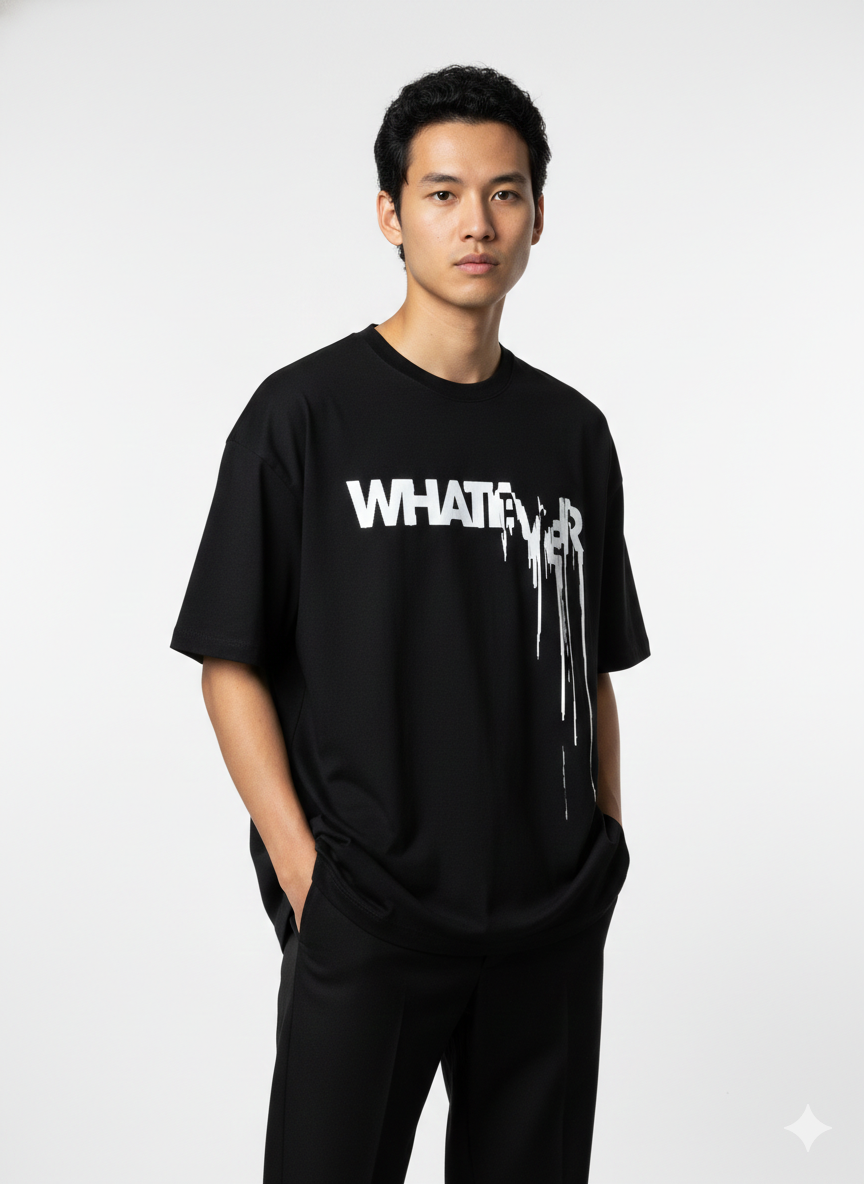 Men's Black "Whatever" Oversized Graphic T-Shirt