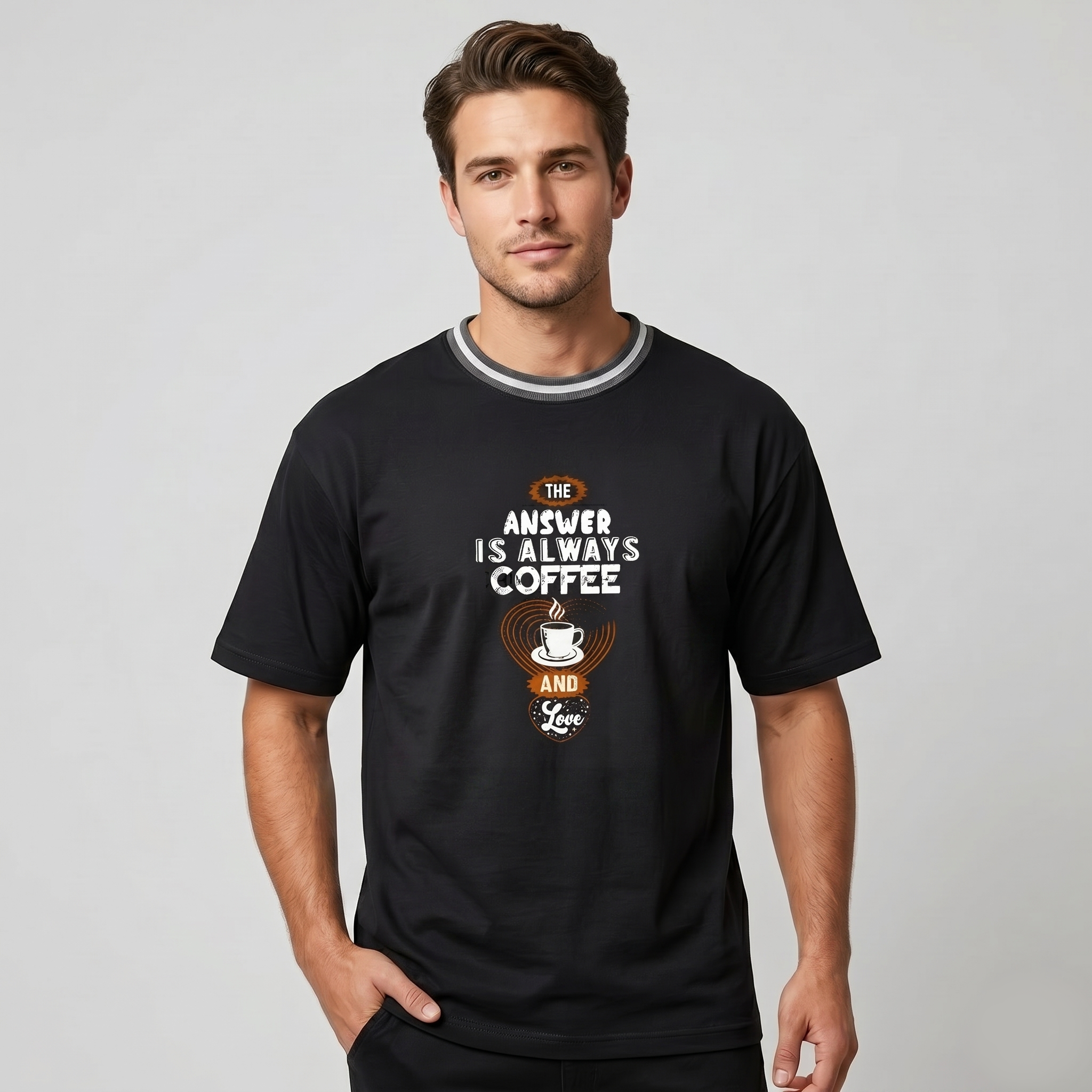 Men's Black Coffee Graphic Oversized T-Shirt
