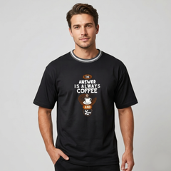 Men's Black Coffee Graphic Oversized T-Shirt