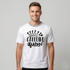 Women's White Caffeine Queen Graphic Cotton T-Shirt