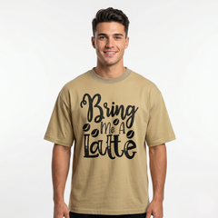 Men's Beige Latte Graphic Oversized T-Shirt