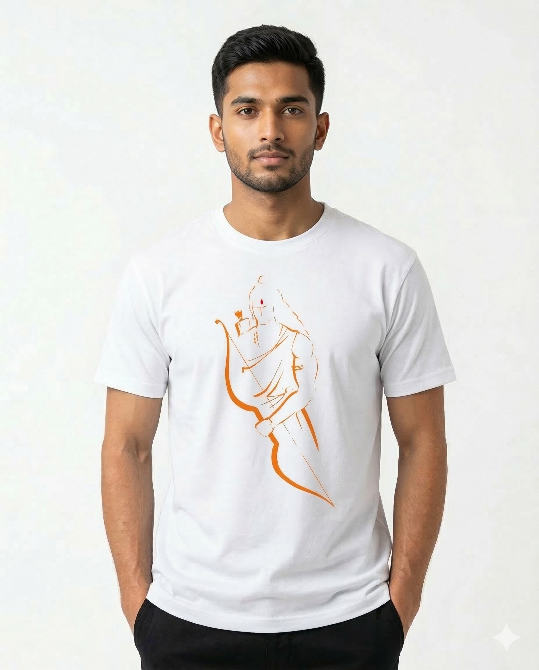 Lord Rama Minimalist Saffron Graphic  T-Shirt