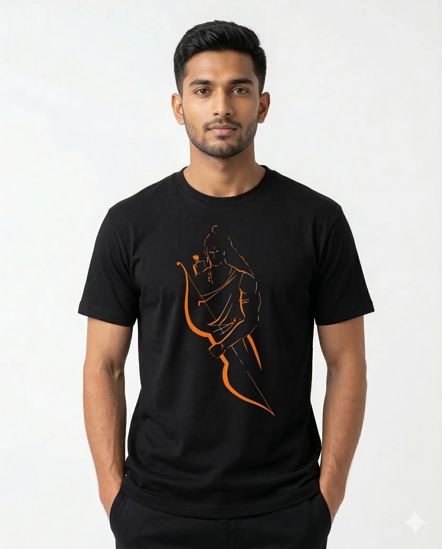 Lord Rama Minimalist Saffron Graphic  T-Shirt