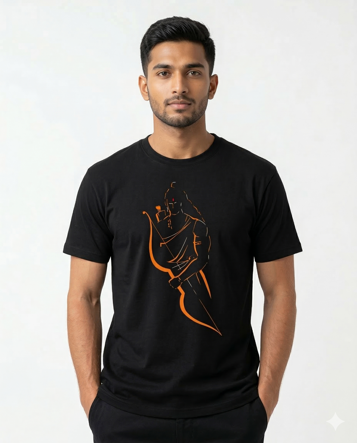 Lord Rama Minimalist Saffron Graphic  T-Shirt