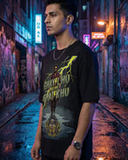 Ghayal Hu Ghatak Hu Oversized Graphic T-Shirt Black PEPZ