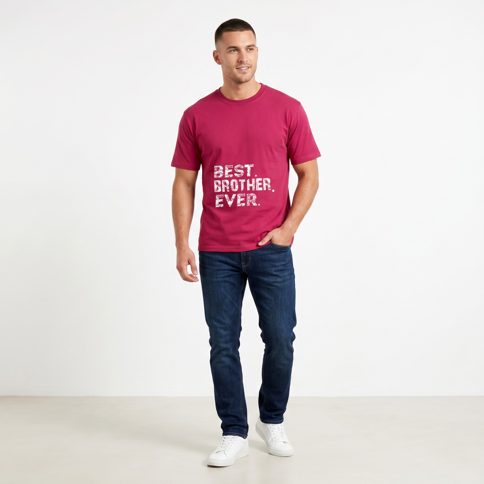 Maroon Best Brother Ever Graphic T-Shirt for Men