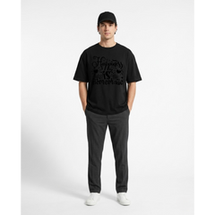 Black Oversized Happiness is Homemade Graphic T-Shirt