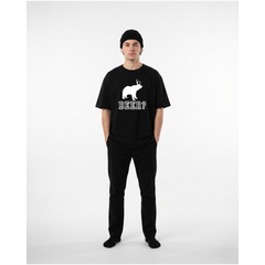 Black Oversized Beer Graphic T-Shirt for Men