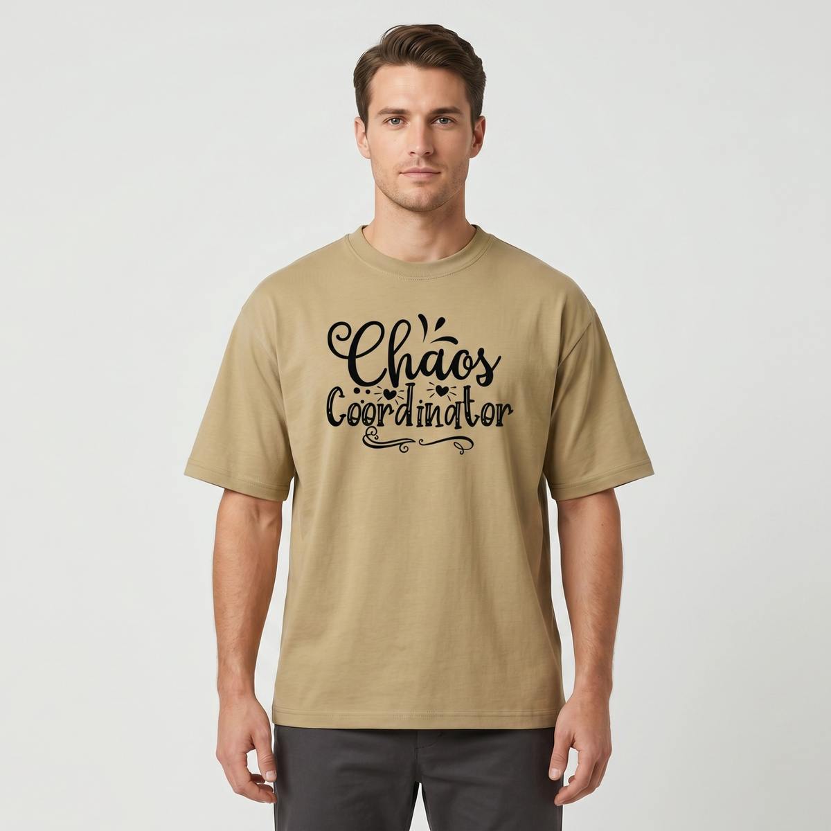 Men's Beige Chaos Coordinator Graphic T-Shirt