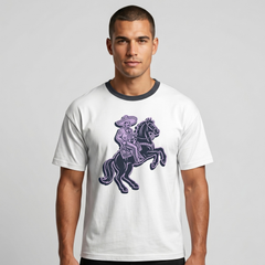 Men's White Charro Graphic Contrast Collar T-Shirt