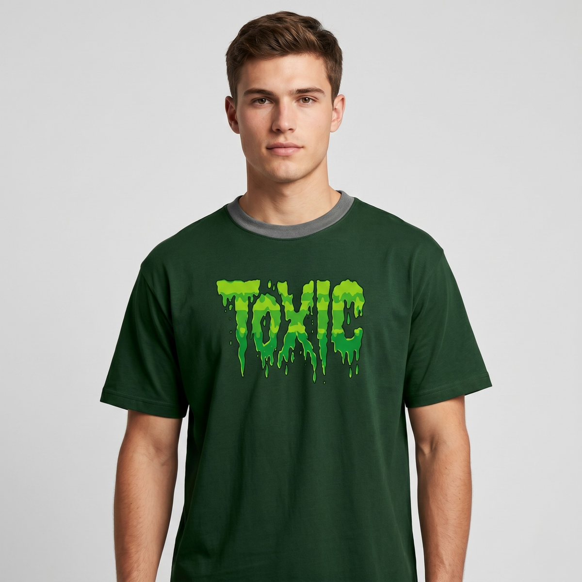 Men's Dark Green TOXIC Graphic T-Shirt