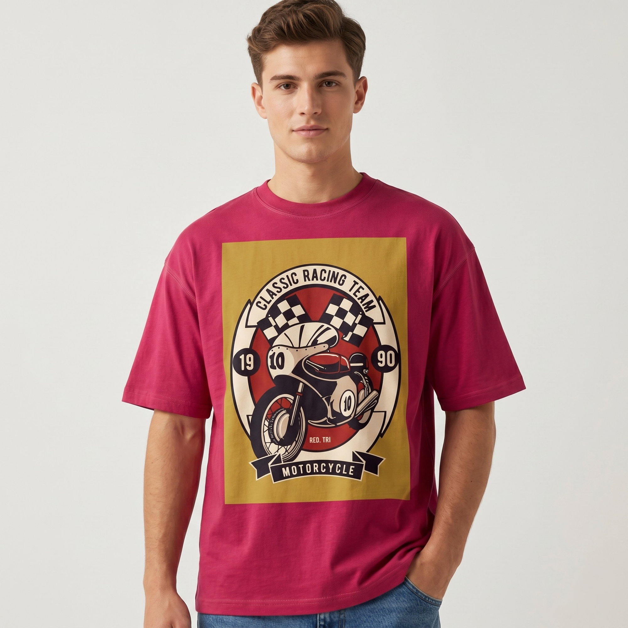 Men's Pink Classic Racing Graphic T-Shirt