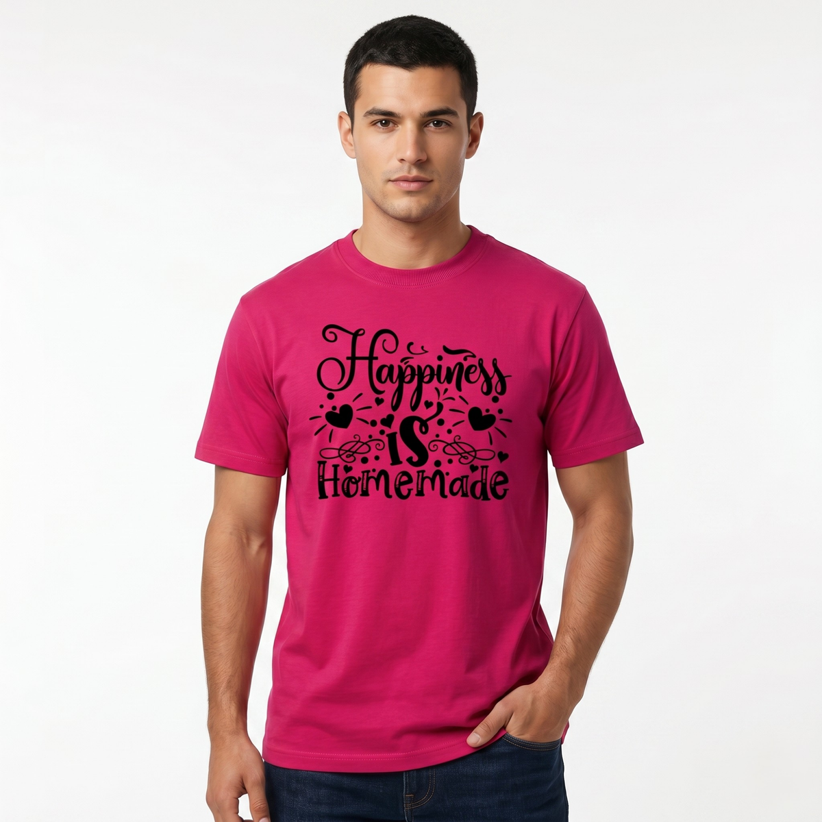 Men's Pink Happiness Is Homemade Graphic T-Shirt