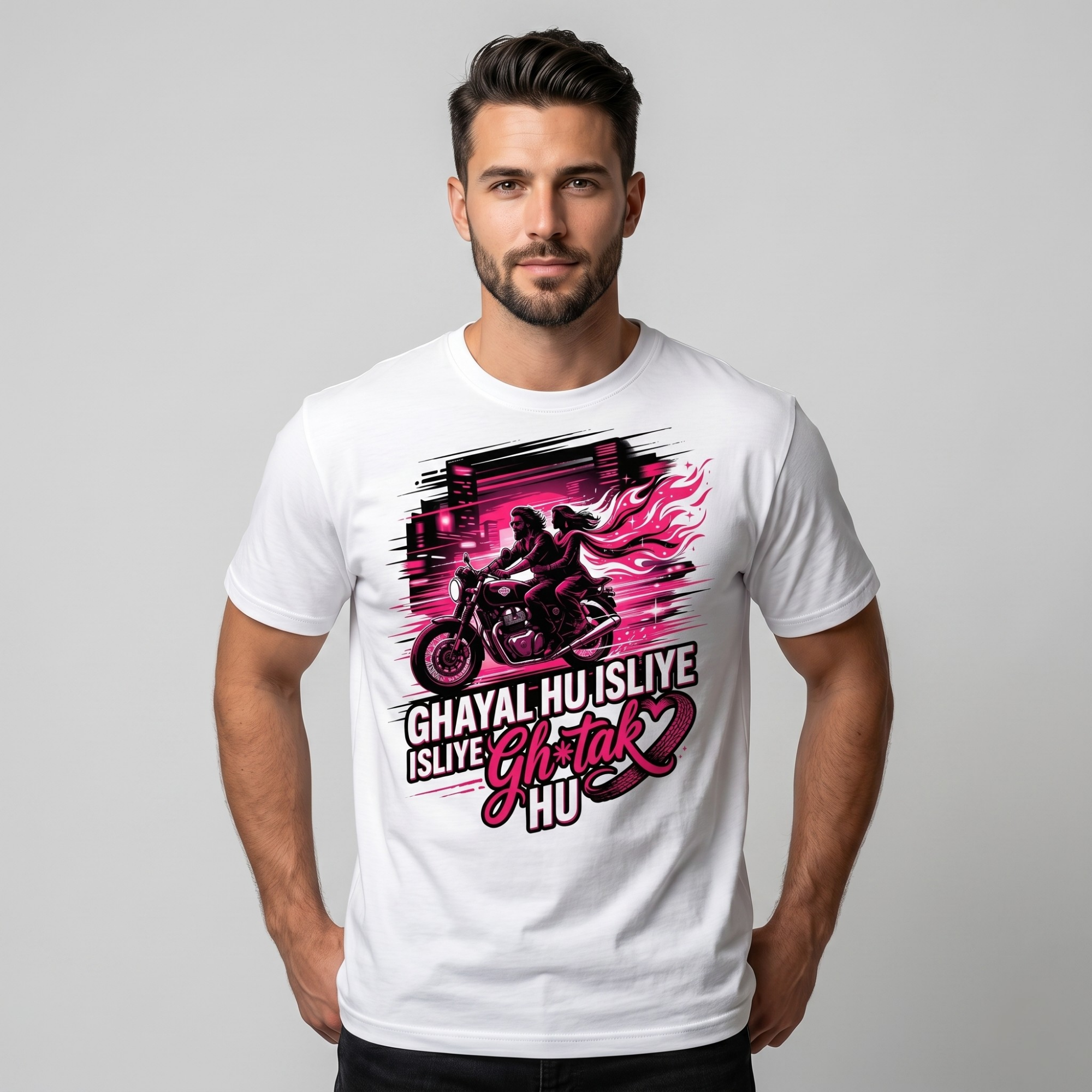 Men's White Rider Graphic Cotton T-Shirt