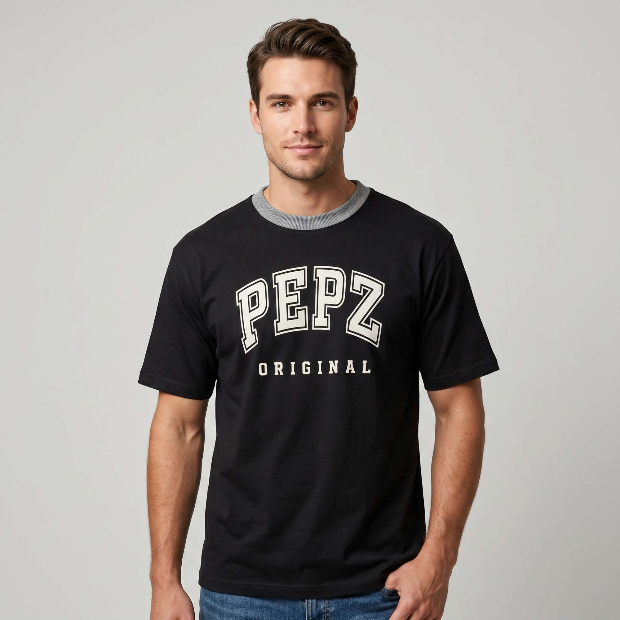 Men's Black PEPZ Original Varsity Graphic T-Shirt